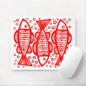 Three Fish - Red Mousepad (Mit Mouse)