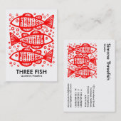Three Fish - Red on White Visitenkarte (Vorne/Hinten)