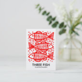 Three Fish - Red on White Visitenkarte (Stehend Vorderseite)