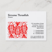 Three Fish - Red on White Visitenkarte (Rückseite)