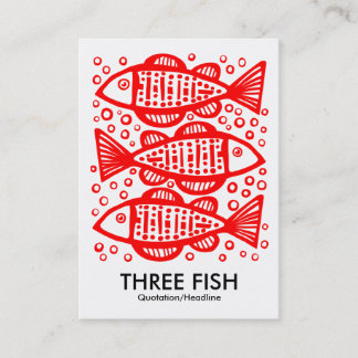 Three Fish - Red on White Visitenkarte