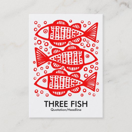 Three Fish - Red on White Visitenkarte (Vorderseite)
