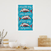 Three Fishes - Matchbox Print - Czech Wall Art Poster (Küche)