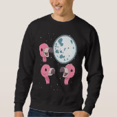 Three Flamingo Moon 3 Flamingos Howling At The Moo Sweatshirt (Vorderseite)