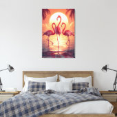THREE FLAMINGOS Surreal Leinwanddruck (Insitu (Schlafzimmer))