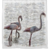 Three Flamingos Watercolor Duschvorhang (Vorderseite)