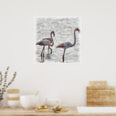 Three Flamingos Watercolor Poster (Küche)