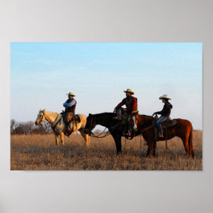 Three Flint Hills Cowboys Poster