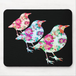 Three Floral Birdies Mousepad