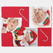 Three Foto Baby 1. Weihnachtsfamilie Candy Canes Fleecedecke (Vorderseite (Horizontal))