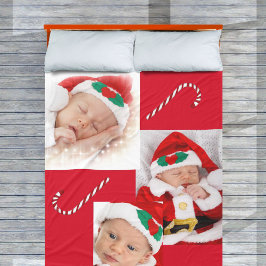 Three Foto Baby 1. Weihnachtsfamilie Candy Canes Fleecedecke