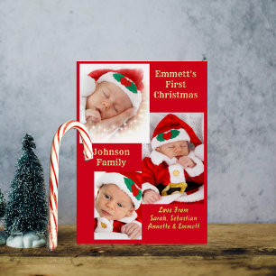 Three Foto Baby 1. Weihnachtsfamilie Candy Card Folieneinladung