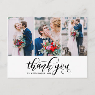 Three Foto Collage Vielen Dank Script Hochzeit Postkarte