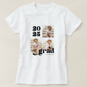 Three Foto Retro 2022 Graduate Black and White T-Shirt