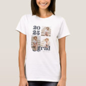 Three Foto Retro 2025 Graduate Blue T-Shirt (Vorderseite)