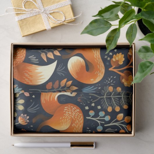 Three Foxes Woodland Pattern Decoupage Paper Seidenpapier (Geschenk)