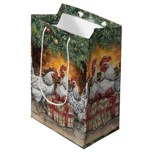 Three French hens Gift bag Mittlere Geschenktüte (Vorderseite Schrägansicht)