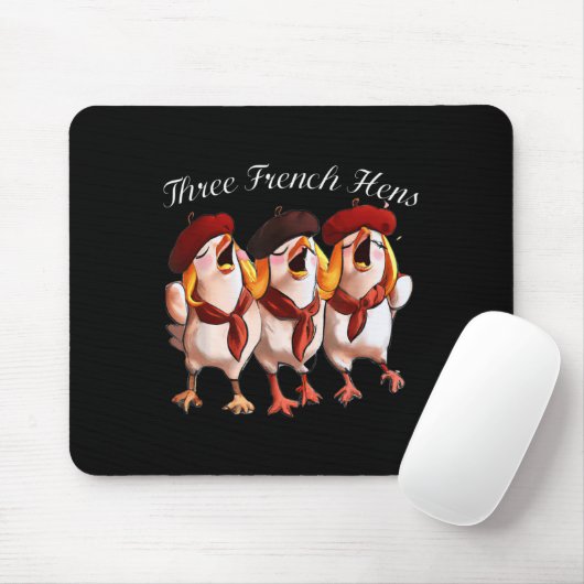 Three French Hens Singing The 12 Days Song, Christ Mousepad (Mit Mouse)