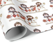 Three Friendly Snowmen - White & Red Geschenkpapier (Rolleneckpunkt)