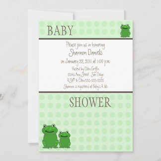 Three Frogs-Green-Baby-Dusche Einladung