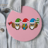 Three Funny Christmas Gnome Owls Button (Beispiel)