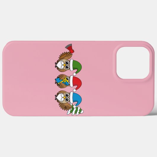 Three Funny Christmas Gnome Owls Case-Mate iPhone Hülle (Rückseite (Horizontal))