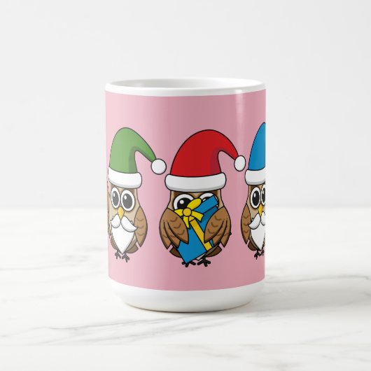 Three Funny Christmas Gnome Owls Kaffeetasse (Mittel)
