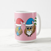 Three Funny Christmas Gnome Owls Kaffeetasse (VorderseiteRechts)