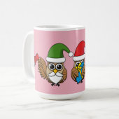 Three Funny Christmas Gnome Owls Kaffeetasse (Vorderseite Links)