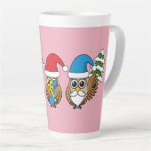 Three Funny Christmas Gnome Owls Milchtasse (Rechte Ecke)