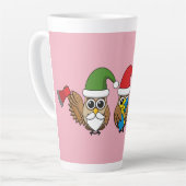 Three Funny Christmas Gnome Owls Milchtasse (Linke Ecke)
