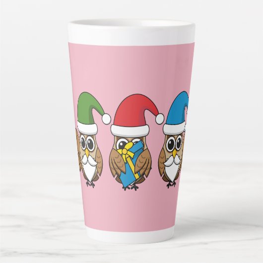 Three Funny Christmas Gnome Owls Milchtasse (Vorderseite)