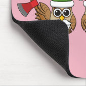 Three Funny Christmas Gnome Owls Mousepad (Ecke)
