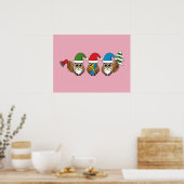 Three Funny Christmas Gnome Owls Poster (Küche)