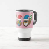 Three Funny Christmas Gnome Owls Reisebecher (VorderseiteRechts)