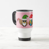 Three Funny Christmas Gnome Owls Reisebecher (Vorderseite Links)