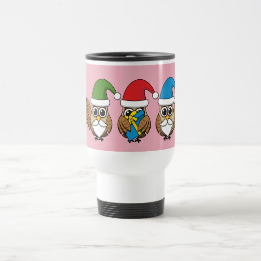 Three Funny Christmas Gnome Owls Reisebecher (Mittel)