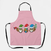 Three Funny Christmas Gnome Owls Schürze (Vorderseite)