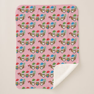 Three Funny Christmas Gnome Owls Sherpadecke