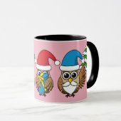 Three Funny Christmas Gnome Owls Tasse (VorderseiteRechts)