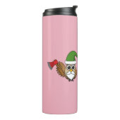 Three Funny Christmas Gnome Owls Thermosbecher (Nach links gedreht)