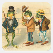 Three Funny Frogs Quadratischer Aufkleber (Vorderseite)