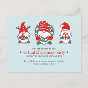 Three Funny Gnomes Minze Virtual Christmas Party Feiertagspostkarte