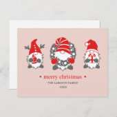 Three Funny Gnomes | Weihnachtsfeiertagen Feiertagspostkarte (Vorne/Hinten)