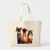 Three Funny Horses Jumbo Stoffbeutel (Vorne)