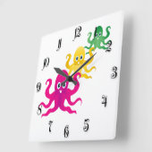 Three funny octopies quadratische wanduhr (Winkel)