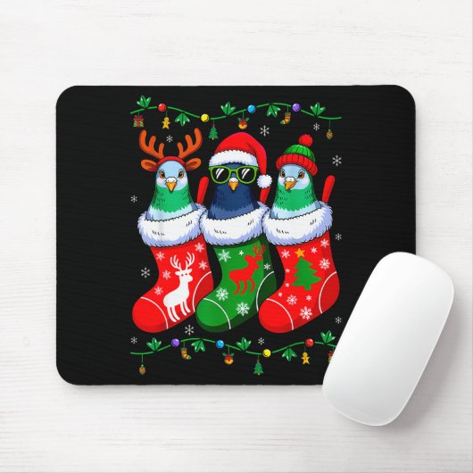 Three Geon In Christmas Socks Matching Xmas Pajama Mousepad (Mit Mouse)