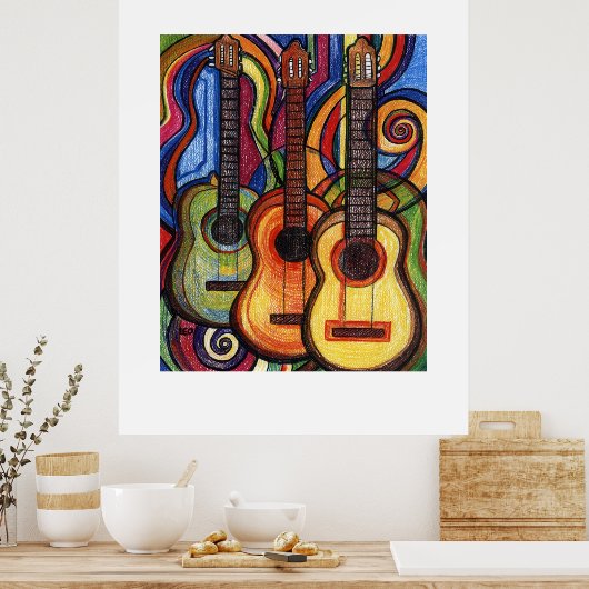 Three Gitarren Music Poster (Küche)