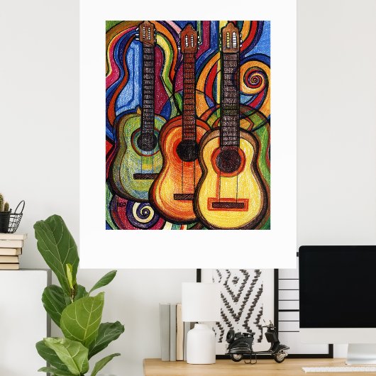 Three Gitarren Music Poster (Heimbüro)