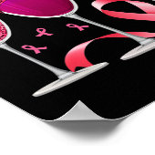 Three Gl Wine Breast Cancer Awareness Pink Ribbon Poster (Ecke)